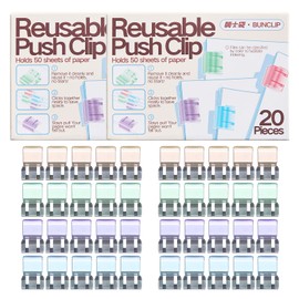 Clips para papel de empuje y clips para carpeta, paquete de 40 abrazaderas medianas reutilizables resistentes, sin daos, sin marcas, capacidad de 50  