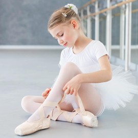 MANZI 2 Paris Convertible Ballet Tights for Girls Professional Transition Toddler Dance Stockings Ultra-Soft Ballet Pink 7-10 Years Medium