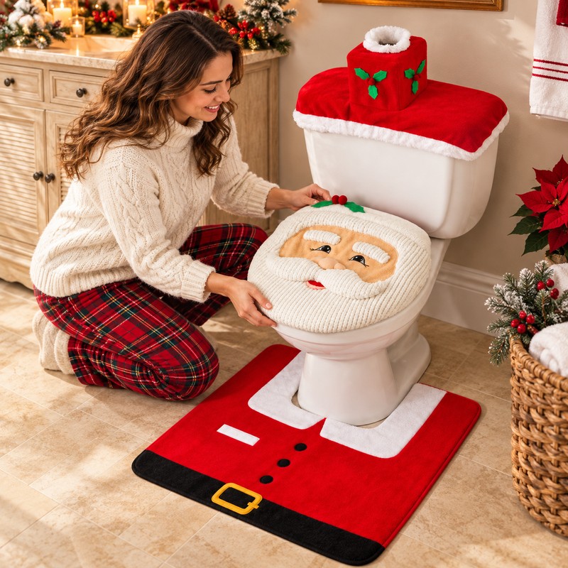 Santa Claus Toilet Seat Cover for Christmas Decor – Soft