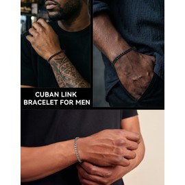 ChainsHouse Black Bracelets for Men 7mm 7.5 Inch Stainless Steel Cuban Chain, Mens Black 316L Curb Link Bracelet Heavy Duty Gift for My Son