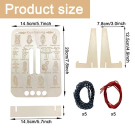 Learn Knot Training Board, Wooden Knot Tying Practice Board Kit with 16 Popular Knots and 10 Nylon Paracord DIY Outdoor Skills Tool for Outdoor Survival Climbing Camping A11DJXLB