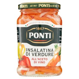 Ponti, Insalatina di Verdure all'Aceto di Vino, Fresco Mix di Verdure Croccanti, Condimento Ideale per Insalate di Verdure o come Antipasti, 100% Made in Italy, 290 gr