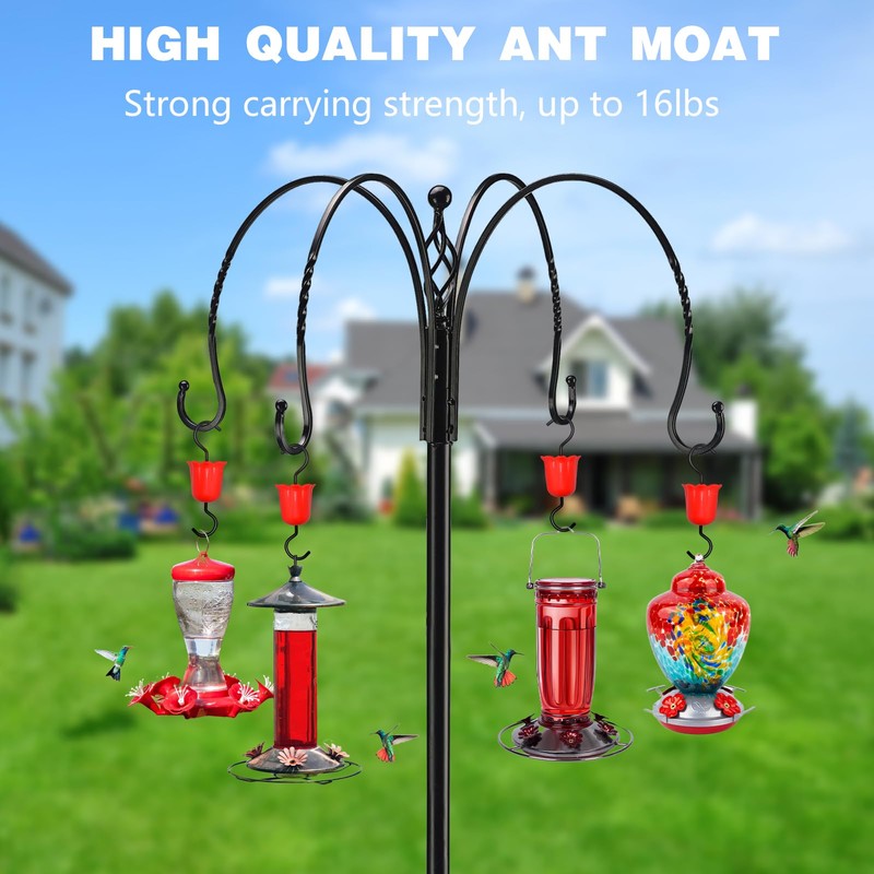 GlaRid Large Ant Moat for Hummingbird Feeders, 4 Pack Red