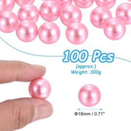 MECCANIXITY 100pcs 18mm Pink Pearl Beads ABS Faux Pearls Vase Fillers 300g Ornament Filler for Crafts Centerpieces Jewelry Making Aquarium Decoration