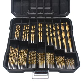 HSS Drill Bit Set 99pcs, BeQell Titanium Coated Drill Bit Set, 135° Tip Twist Drill Bit Kit for Metal,Iron, Aluminum, Copper, Wood, Plastic, with Storage Case 1/16"-3/8"
