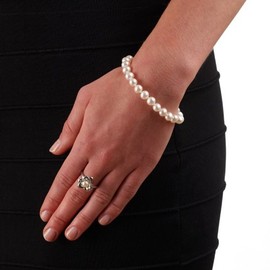 StunningBoutique Fine Jewellery Cultured Freshwater Pearl Bracelet 9-10mm 7.5 nches White Pearls Bracelet *Presented in gift Box*