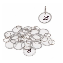 NanTun Metal Rim Key Tags with Split Rings, Blank Round Rimmed Key Tags Identifiers with Ring, Key Label Tags for Luggage, Kids Backpack, Pets - Waterproof Clear Plastic Tags 50Pcs