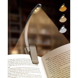 ACEES Book Light, Reading Lights for Books in Bed, 3 Color & Stepless Dimming Brightness, Rechargeable Portable Bookmark Clip On Light, Up to 60 Hours Lighting, Great for Study,Travel(Black)