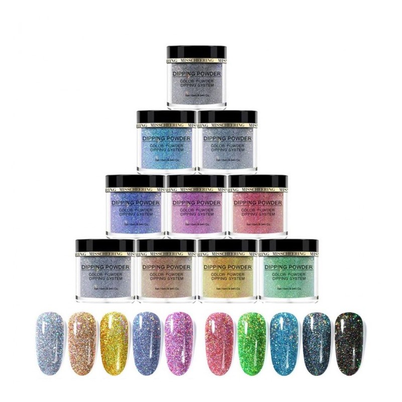 핑쇼127 Nail Art Glitter 10 Color Powder Shining Dipping