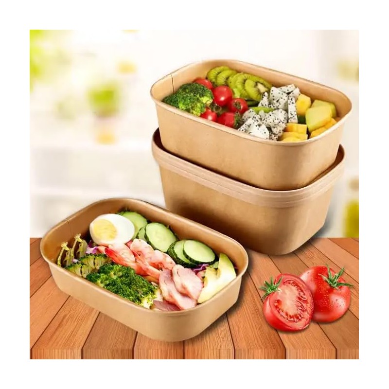 HOT BARGAINS 50 x 650ml Kraft Paper Disposable Food Container