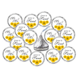 324 Sunflower Love is Sweet Wedding Kisses Stickers. Floral Kiss Wedding Stickers, Chocolate Drops Labels Stickers For Weddings, Bridal Shower Engagement Party, Party Favors For Hershey's Kisses