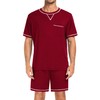 SWOMOG Men Modal Pajamas Set Comfy Sleepwear Short Sleeve Pjs
