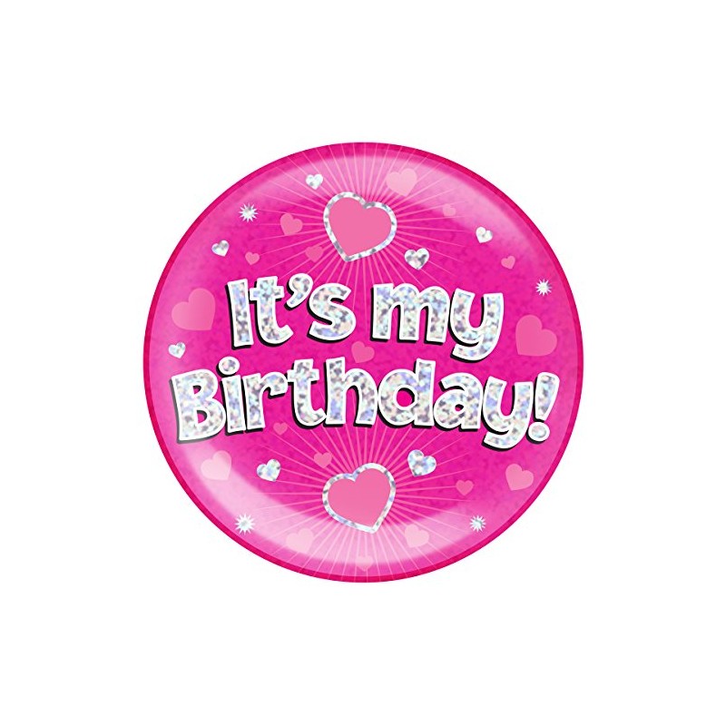 OAKTREE UK 633001 6" Jumbo Badge It's My Birthday Pink