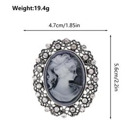 Cameo Brooch Elegant Pins Rhinestone - Vintage Crystal Lapel Enamel Pin Fashion Badges for Women Girls Ladies Jewelry Gift Scarf Clothes Decoration UC2810
