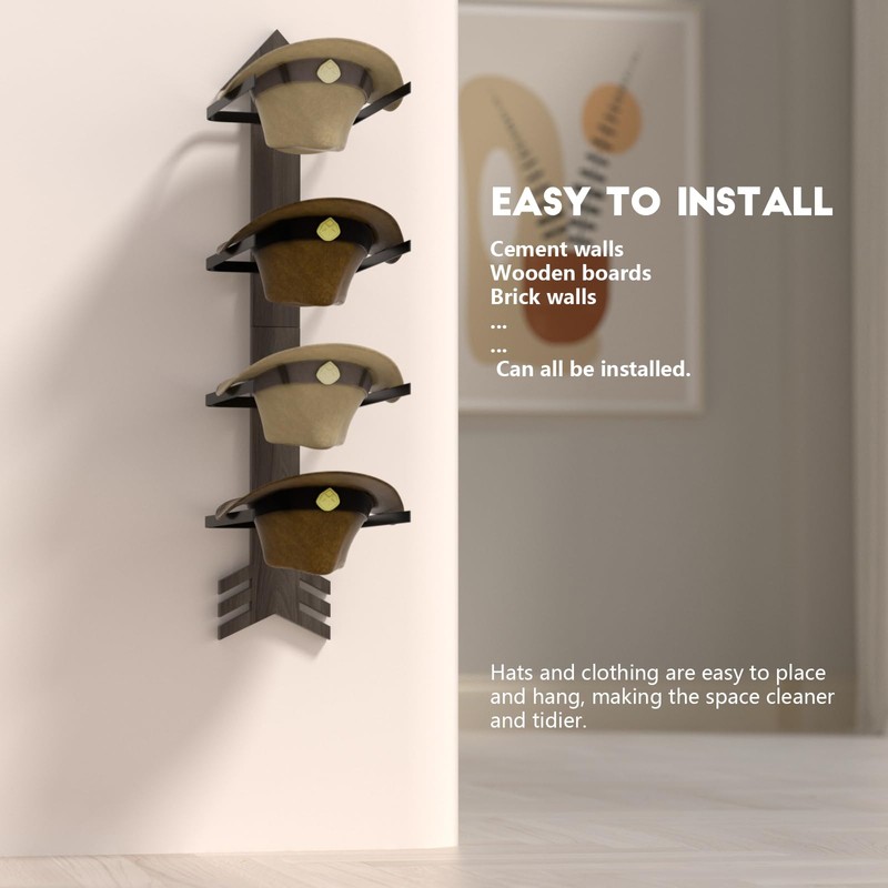 Cowboy Hat Rack - Stylish Cowboy Hat Holder for Wall