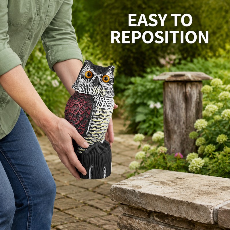 Fake Owl Decoy for Garden Yard Outdoor - Rotating Head