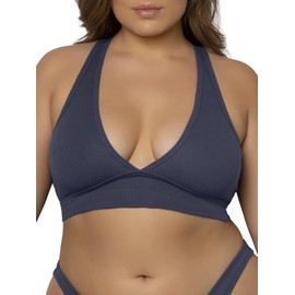 Smart & Sexy Women's Cloud Cotton Comfort Collection Bralettes & Panty 2 Packs, NAVY HIGHLIGHT, XX-Large