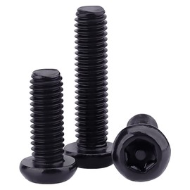 M6-1.0 x 10mm Stainless Steel Button Head Torx Drive Machine Screws, Security Screws, Anti-Theft Tamper Proof, Black Coated Finish, T30 Drive Bit Included, 50 PCS