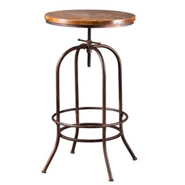 BOKKOLIK Vintage Bar Table Swivel Industrial Style Pub Table Kitchen Dining Tables Height Adjustable 37.4-45.3inch Coffee Table with Footrest