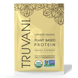 Truvani- Proteína Vegana de Guisante en Polvo  Plátano Canela  20g de Proteína Orgánica a Base de Plantas  1 Porción  Keto                            