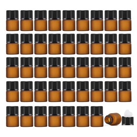Enslz 1 ml (1/4 dram) 50 mini botellas de muestra de aceites esenciales vacías rellenables de vidrio marrón (1 ml)