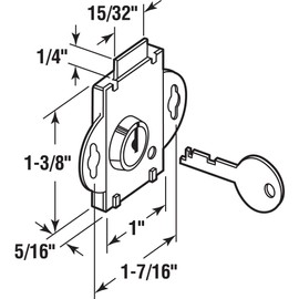 Prime-Line S 4048 Mail Box Lock, 3/16 In. Throw, Steel, Brass Plated (Single Pack)