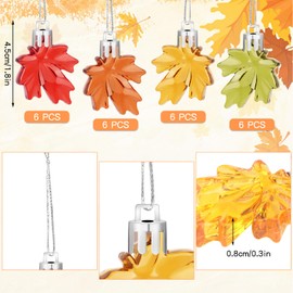 24PCS Fall Maple Leaf Ornaments Hanging Ornament Plastic Autumn Cutouts Tree Decor Thanksgiving Maple Leaf Hanging Pendant for Thanksgiving Party Table Hanging Home