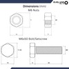 M6 Nuts & Bolt 10 Pack (M6 x 50mm Bolts
