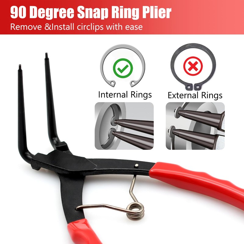 MFBJXC Snap Ring Pliers, 90 Degree Long Nose Pliers Internal