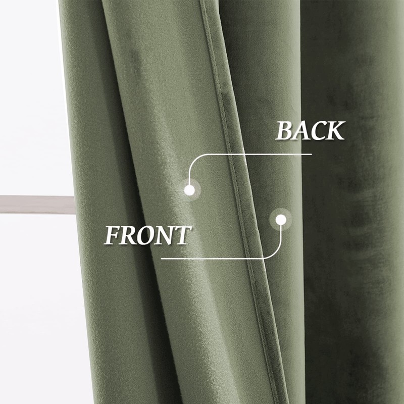 RYB HOME Velvet Curtains 63 inches Long, Rod Pocket Soft