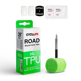 CYCLAMI Ultralight 700C Bike Inner Tube 30g TPU Road Bicycle Tire 28'' 700 x 18 23 25 28 30 32C Valve Length French 45mm for Adult (Include 2 Bike Tube Patch Repair Kit ＆ 1 Tire Levers)