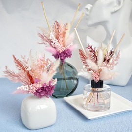 9 Pack Mini Dried Flower Bouquets, Natural Pampas Grass, Fall Wild Flowers, Chic Flowers for Crafts, Boho Home Wedding Bridesmaid Corsage Bridesmaid Gift Table Vase Decorations(Pink)