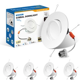 mw 4 Pack 5/6 Inch Rotatable Retrofit Gimbal LED Can Lights Dimmable, 11W, 2700K-5000K, 1100LM, CRI90 Directional Angled Trim Adjustable Ceiling Downlight,UL Listed