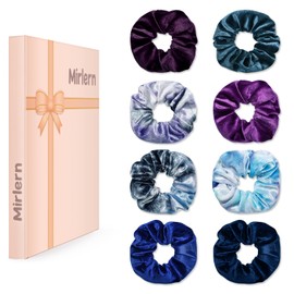 Mirlern Velvet Scrunchies with Zippers Pocket, 8 Pcs Velvet Soft Hair Ties, Hidden Pocket Hair Scrunchies Accessories for Women Girls, Ponytail Holder Secret Compartment Items (Blue & Purple)