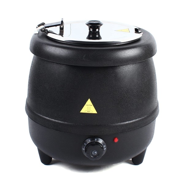 Soup Warmers 10L/10.5Qt Black Commercial Soup Kettle with Detachable Stainless