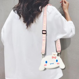 Mr.Crush Cartoon Crossbody Shoulder Bag Mini Kawaii Anime Cute Toy Bag Accessories Coin Purse For Girls Women Teen (white)