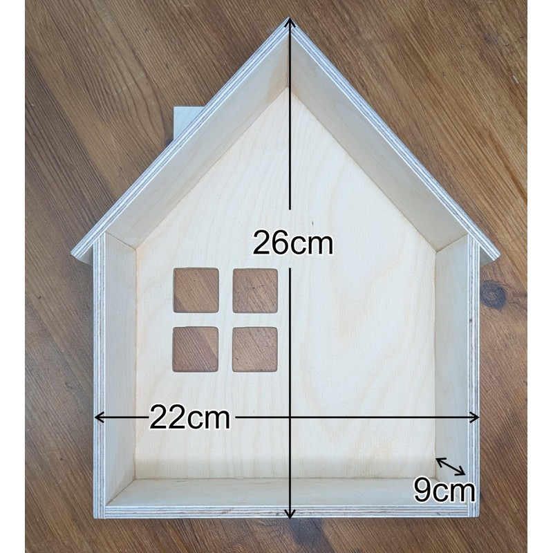 Chirpy & Goose House Shaped Wooden Wall Shelf, 22cm x