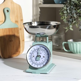 Salter Salter SA00562SFEU12 Timeless Mechanical Kitchen Scale C Baking Scale with 5 kg Capacity, 1 Litre Dishwasher Safe Bowl, Analogue Food Scale, Classic Design, Easy Read Large Dial, 22cm Height, Sage