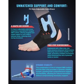Fit Geno Ankle Brace for Sprained Ankles – Adjustable Ankle Stabilizer with Quick-Release Straps, Breathable Support for Men & Women – Reduces Swelling, Speeds Recovery (Left, M/L)