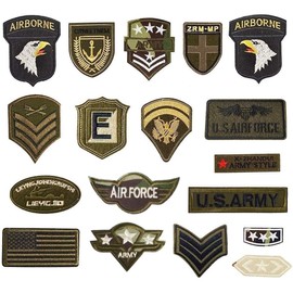 JINSELF Military Badge 18 Piece Set Iron Survival Game Self - Defense Forces Casual American Style For Mending USA18A, a
