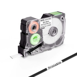 SUPVAN G15M Series Heat Shrink Tubing for Thermal Transfer, 0.35'' W × 6.56' L, 2:1 Shrink Ratio, Waterproof, High Temperature Resistant & Non-Fading Labels for Outdoors & Indoor, Black on White