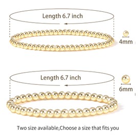 Badu - Pulsera de abalorio de oro para mujer, chapada en oro de 14 quilates, elástica, hipoalergénica, estilo bohemio, apilable, 7, Metal, Ágata