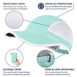 GADIEMKENSD Folding Running Men Hat Quick Dry Womens Mens Baseball Caps Unstructured Breathable Light Adjustable Trucker Hats Long Brim Golf Cap for Outdoor Sport Hiking Gym Mint Green