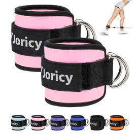 2PCS Ankle Straps for Cable Machines Women Men Gym Workout Ankle Strap for Cable Machine Adjustable Leg Straps Cuff Attachment Glute Workouts with Double D-Rings & Neoprene Padding, Pink