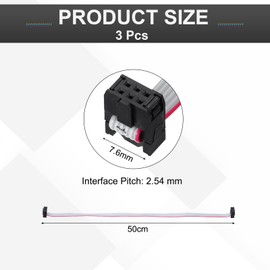 sourcing map 3 Pcs IDC Flat Ribbon Cable, 2.54mm Pitch 7.6mm Width 50cm Long 6 Pin FC to FC Flat Ribbon Connector Jumper Wire for PC, LED Displays