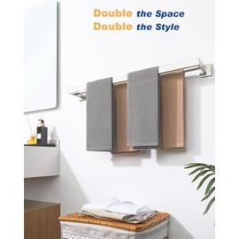 Alise Double Towel Bar 32", SUS304 Stainless Steel Towel Racks for Bathroom, Long Bathroom Towel Rack Wall Mounted, Heavy Duty Towel Holder, Brushed Nickel