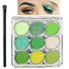 Green Eyeshadow Palette, 9 Colours Glitter Eye Shadow Makeup, Green