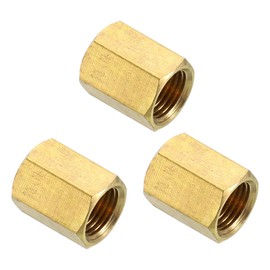 sourcing map 3Pcs G1/4" x13/16 Brass Pipe Fittings, Coupling Connector Straight Hex Nipple Coupler Adapter Pipe Connection Accessories for Plumbing Industrial and Residential, Brass