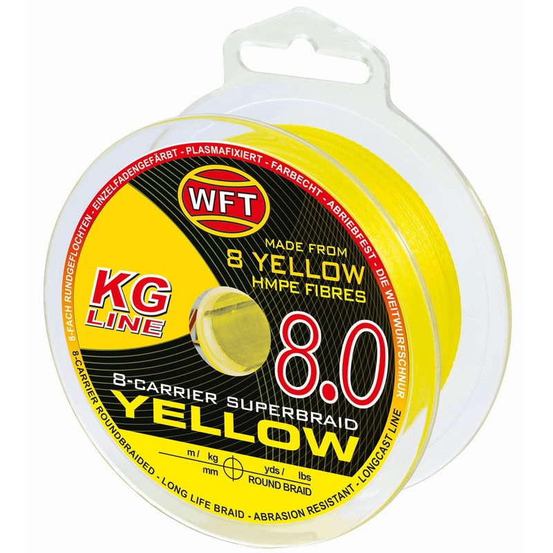 WFT KG 8 Yellow Braided Fishing Line 150 m Diameter