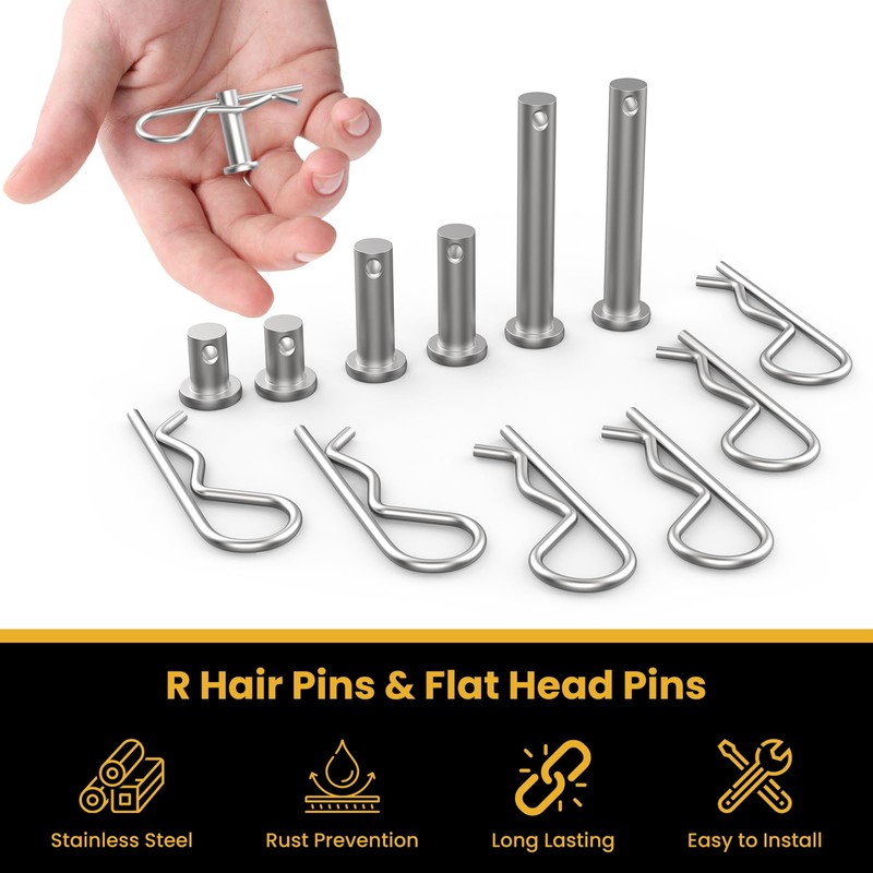 12Pcs M8 Clevis Pin and M3 X 60 R Shape